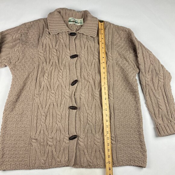 Aran Crafts 100% Merino Wool Cardigan Sweater Women's XXL Button Front Chunky - Picture 9 of 11